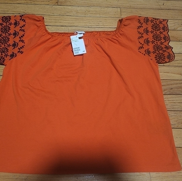 𝅺WOMENS H&M Orange & Black Cropped Top - Picture 6 of 13
